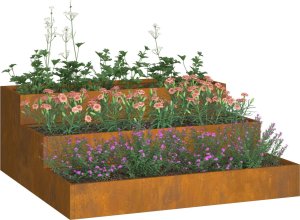 vidaXL Donica ogrodowa Rustykalna Stal odporna 90 x 90 x 35 cm Donice 2