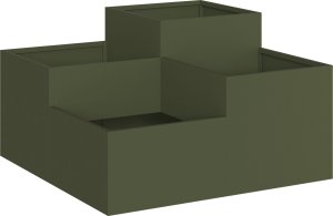 vidaXL Donica ogrodowa Oliwkowa Metalowa 100 x 100 x 48 cm Donice 3