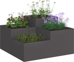 vidaXL Donica ogrodowa Czarna Cold-rolled steel 80 x 80 x 48 cm Donice 2