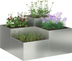 vidaXL Donica ogrodowa Szara Stal ocynkowana 80 x 80 x 48 cm Donice 2