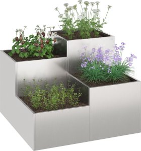 vidaXL Donica Ogrodowa Stal Nierdzewna 100 x 100 x 60 cm 2