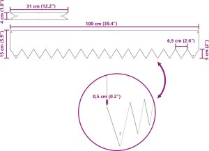 vidaXL Czarny Metalowy 100 x 0.5 x 15 cm Wytrzymały 5