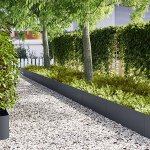 vidaXL Antracytowy Stal 100 x 0.5 x 30 cm Wytrzymały Obrzeża ogrodowe 1