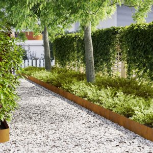 vidaXL Stal rdzewiejąca 100 x 0.5 x 20 cm Trwałe Obramowanie ogrodu 1