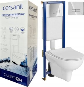 Zestaw podtynkowy Cersanit B622 TECH LINE BASE, miska zawieszana NESO CleanOn, deska duroplastowa wolnoopadająca, przycisk Base Smart chrom błysk (S701-644) 2