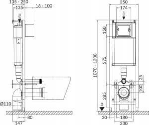 Zestaw podtynkowy Cersanit B622 TECH LINE BASE, miska zawieszana NESO CleanOn, deska duroplastowa wolnoopadająca, przycisk Base Smart chrom błysk (S701-644) 6