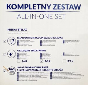 Zestaw podtynkowy Cersanit B622 TECH LINE BASE, miska zawieszana NESO CleanOn, deska duroplastowa wolnoopadająca, przycisk Base Smart chrom błysk (S701-644) 7