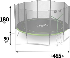 Trampolina ogrodowa NEO SPORT NS-15Z231 z siatką zewnętrzną 15 FT 465 cm 3