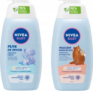 NIVEA BABY Płyn do mycia dla dzieci 450ml + Mleczko nawilżające 500ml 1