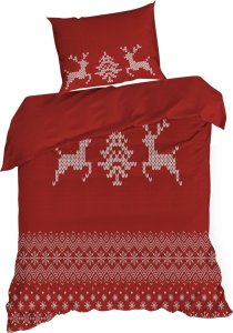 Pościel świąteczna z satyny bawełnianej NOEL 160X200 70X80X2 czerwona 4