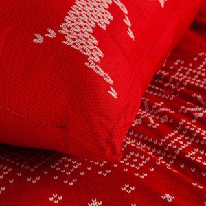 Pościel świąteczna z satyny bawełnianej NOEL 160X200 70X80X2 czerwona 7