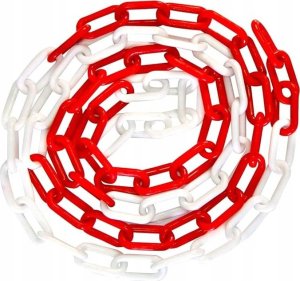 ŁAŃCUCH OSTRZEGAWCZY 6 MM - 25 M PLASTIK BIAŁO CZERWONY 1
