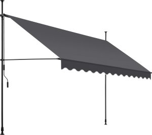 Markiza zaciskowa z korbą ręczną, regulowana wysokość - 350 x 180 cm, czarny/szary 1