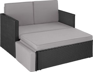 Meble ogrodowe, wypoczynkowe, sofa Korfu, technorattan - czarny/szary 1