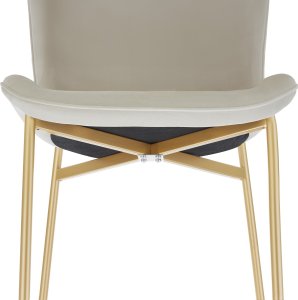 Krzesło tapicerowane Tessa - aksamit beżowy/złoty, Zestaw 6 sztuk 11