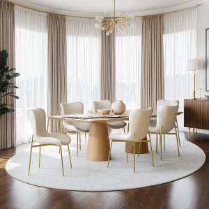 Krzesło tapicerowane Tessa - aksamit beżowy/złoty, Zestaw 6 sztuk 2