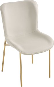 Krzesło tapicerowane Tessa - aksamit beżowy/złoty, Zestaw 6 sztuk 5