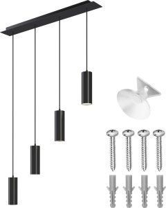 Lampa wisząca Lumea, 4 źródła światła, przewód o regulowanej długości - czarny 1