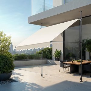 Markiza zaciskowa z korbą ręczną, regulowana wysokość - 200 x 180 cm, beżowy 2