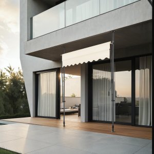 Markiza zaciskowa z korbą ręczną, regulowana wysokość - 200 x 180 cm, beżowy 3