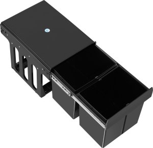 Kosz na śmieci Ashlyn, 2 komory, 30 litrów, prowadnice teleskopowe - czarny 5