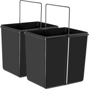 Kosz na śmieci Ashlyn, 2 komory, 30 litrów, prowadnice teleskopowe - czarny 7
