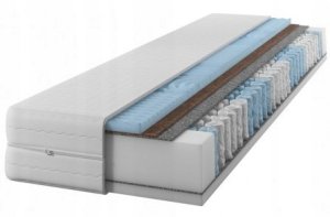 Materac sprężynowy DIAMOND 160x200 24 cm |Dwustronny H3 i H4|7 stref |Rdzeń ze sprężyn kieszeniowych |KOKOS |Masująca pianka|Pikowany pokrowiec 1