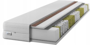 Materac sprężynowy GoldPLUS 160x190 cm z KOKOSEM | Dwustronny H3 i H4| 7 stref | Rdzeń ze sprężyn kieszeniowych | Pokrowiec pikowany 1