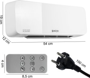 Kurtyna Powietrzna Szklana Grzejnik Energooszczędny Wifi Pilot 2000W 2