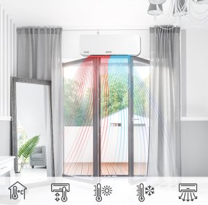 Kurtyna Powietrzna Szklana Grzejnik Energooszczędny Wifi Pilot 2000W 10