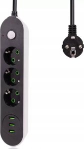 Listwa zasilająca 3 Gniazda + 3x USB Przedłużacz 1