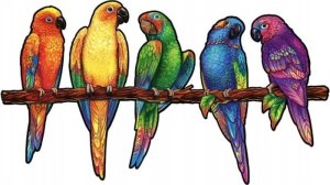 Puzzle Drewniane Dla Dorosłych Kolory Figlarne Papugi 1