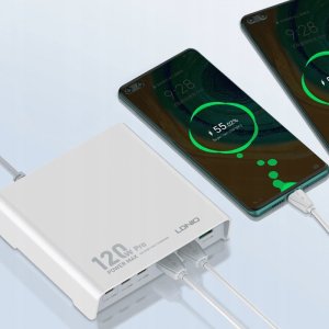 Ognioodporna Ładowarka 120W 6 portów USB A i C Ldnio Q605 white idealna do domu i biura 5