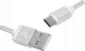 Kabel USB - Micro USB 1m, oplot, biały, LX8451 1
