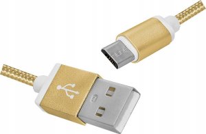 Kabel USB - Micro USB 1m, oplot, złoty, LX8452 1