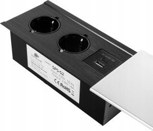 Srebrne Gniazdo blatowe Spacetronik SPS-S24CS V2 COMPACT Rozsuwane ładowarka USB 1