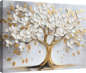 OBRAZ DO SYPIALNI SALONU KUCHNI KWIATY DRZEWO 3D NA PŁÓTNIE ŚCIANĘ 60x40 1