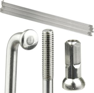 Zestaw 18 szt. - Szprychy Sapim Leader 2,0 mm stal nierdzewna srebrne + nyple 1