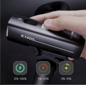 Lampka przednia Ravemen K1400 AI, czarna, 1400 lumenów, USB-C, pilot bezprzewodowy 5