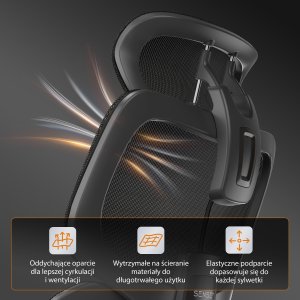 Krzesło biurowe SENSE7 Nobu Grafitowe 9