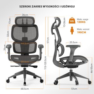 Krzesło biurowe SENSE7 Nobu Grafitowe 10