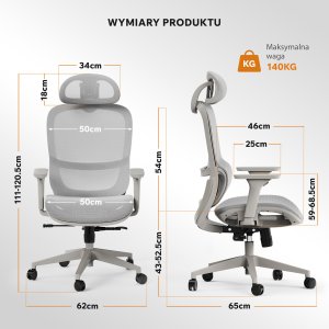 Krzesło biurowe SENSE7 Neyo Szare 12