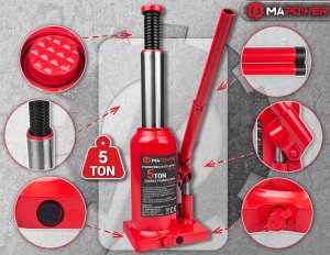 PODNOŚNIK SŁUPKOWY BUTELKOWY SAMOCHODOWY HYDRAULICZNY TŁOKOWY 5T MAPOWER 6