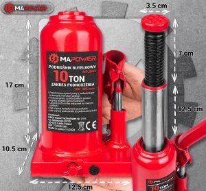 PODNOŚNIK SŁUPKOWY BUTELKOWY SAMOCHODOWY HYDRAULICZNY TŁOKOWY 10T MAPOWER 2