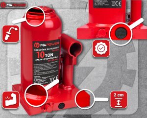 PODNOŚNIK SŁUPKOWY BUTELKOWY SAMOCHODOWY HYDRAULICZNY TŁOKOWY 10T MAPOWER 5