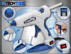 PISTOLET DO KLEJU NA GORĄCO 100W + KLEJ WKŁADY 11MM KLEJARKA MOCNY TECHTOOL 5