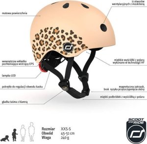 Scoot and Ride Kask dla dzieci 1-5 lat rozm. XXS-S, kolor: Leopard 4