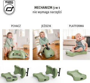 Scoot and Ride My First 3w1 pchacz, jeździk i deska na kółkach dla dzieci 6 m+, kolor: Olive 12