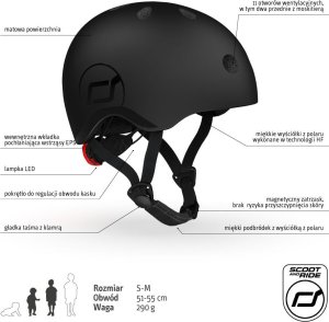 Kask dla dzieci 3+ rozm. S-M, kolor: Black (czarny), Scoot and Ride 10
