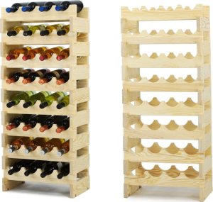Regał na wino drewniany modułowy RW10 04x08 Naturalny do 32 butelek 1